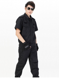 黑色短袖保安特训服定做,订做特勤保安制服